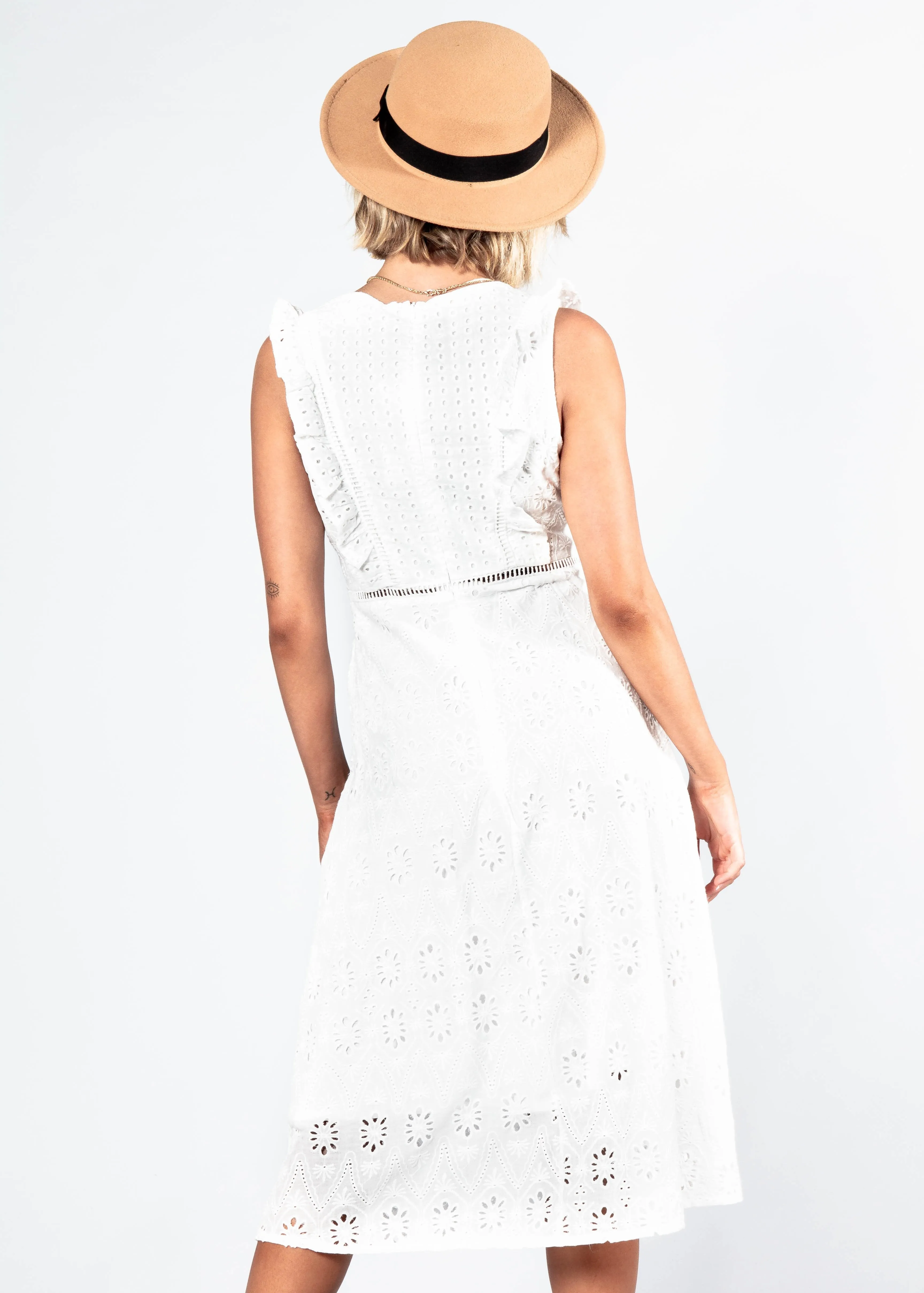 Fremont Embroidered Midi Dress - White