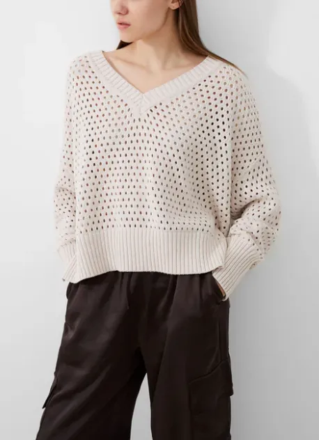 FRENCH CONNECTION NINI CROCHET V NECK JUMPER