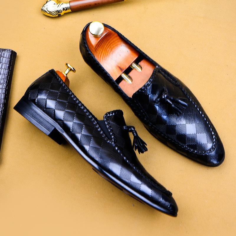 Genuine Bullock Leather Men’s Slip-On Business Shoes with Tassel