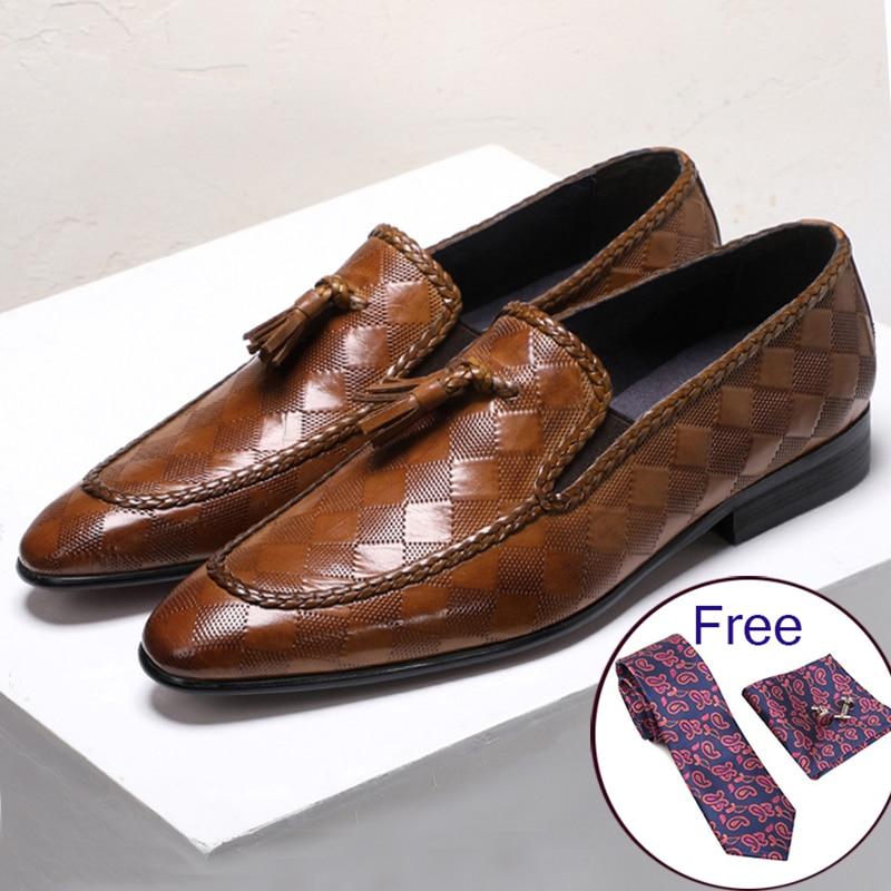 Genuine Bullock Leather Men’s Slip-On Business Shoes with Tassel