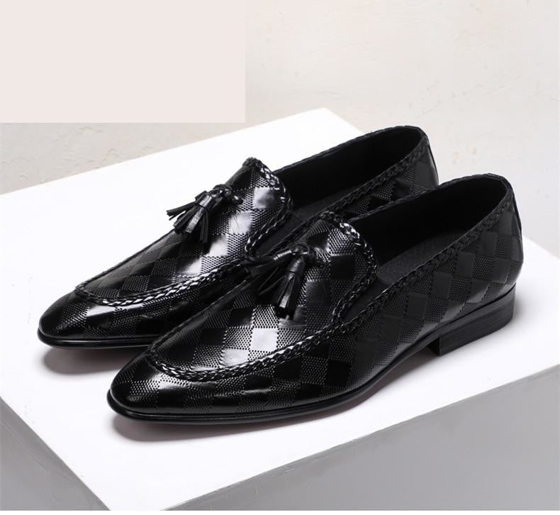 Genuine Bullock Leather Men’s Slip-On Business Shoes with Tassel