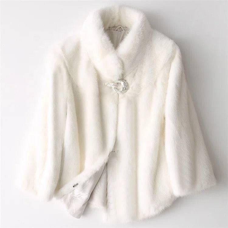 Genuine Russian Mink Fur Crystal Trimmed Coat