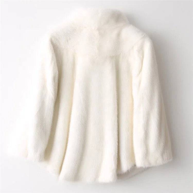 Genuine Russian Mink Fur Crystal Trimmed Coat