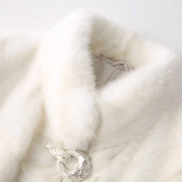 Genuine Russian Mink Fur Crystal Trimmed Coat