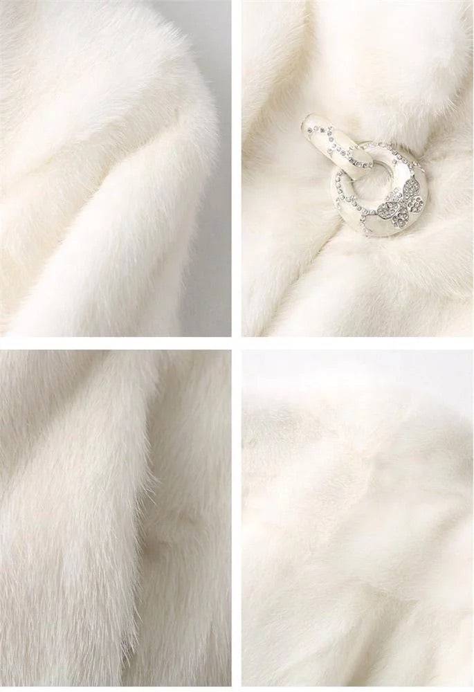 Genuine Russian Mink Fur Crystal Trimmed Coat