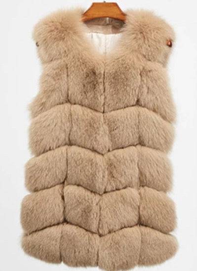 Genuine Zig Zag Paneled Fox Fur Vest Gilet