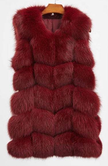 Genuine Zig Zag Paneled Fox Fur Vest Gilet