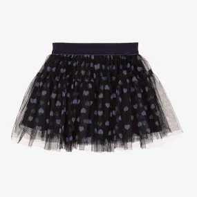 Girls Navy Blue Hearts Tulle Tutu Skirt