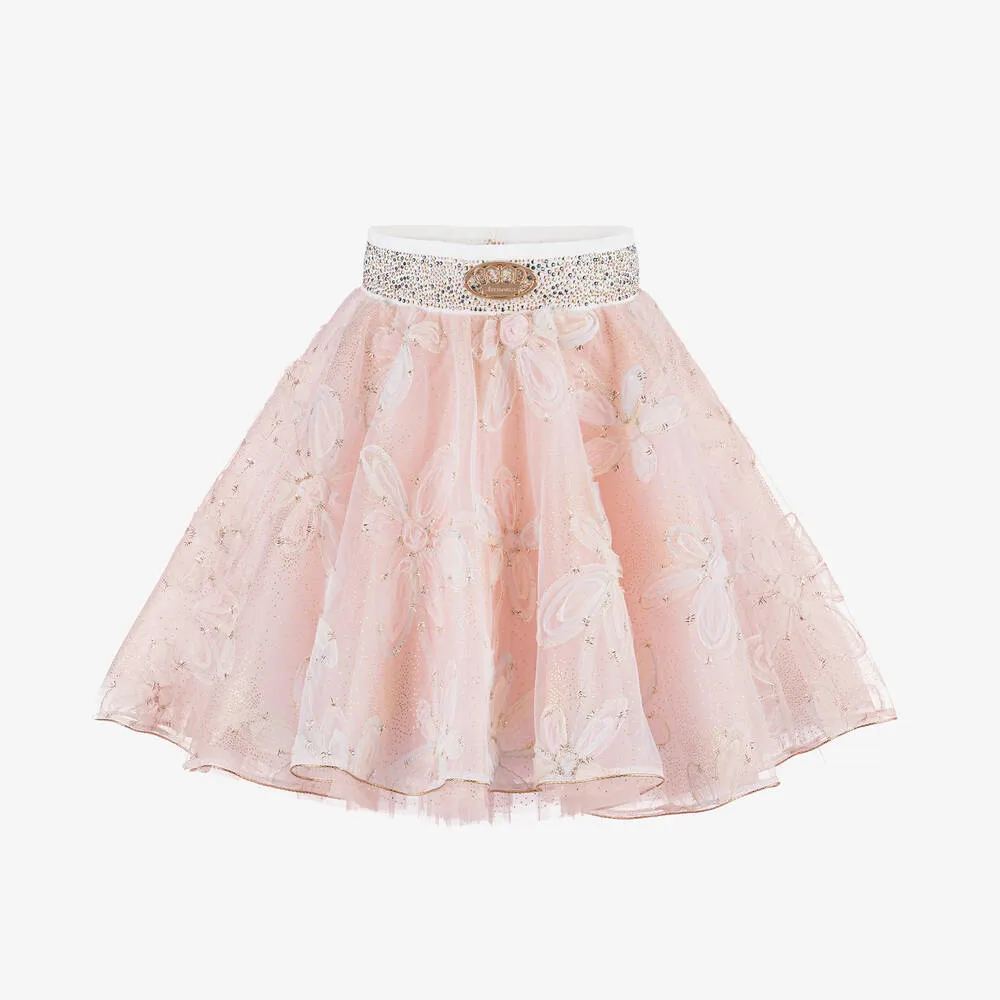 Girls Pink & Gold Tulle Skirt