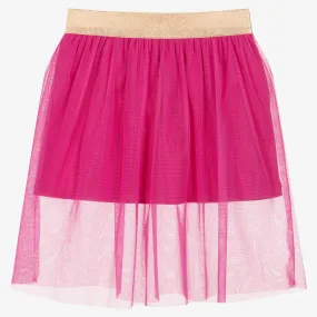 Girls Pink Cotton & Tulle Skirt