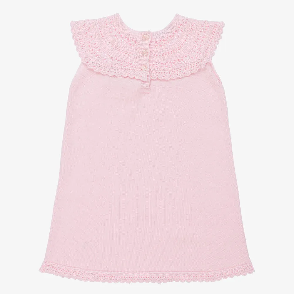 Girls Pink Cotton Knit Dress