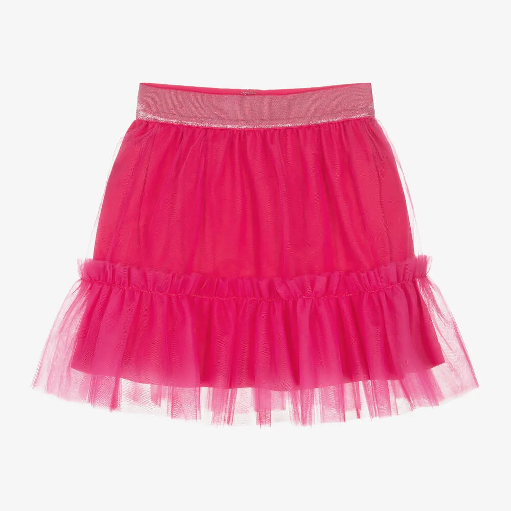 Girls Pink Tulle Ruffle Skirt