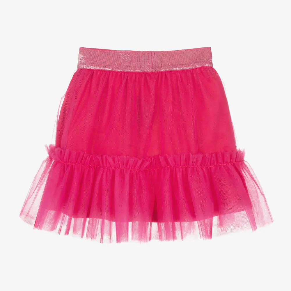 Girls Pink Tulle Ruffle Skirt