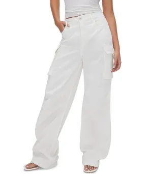 Good American Womens Twill High Rise Cargo Pants