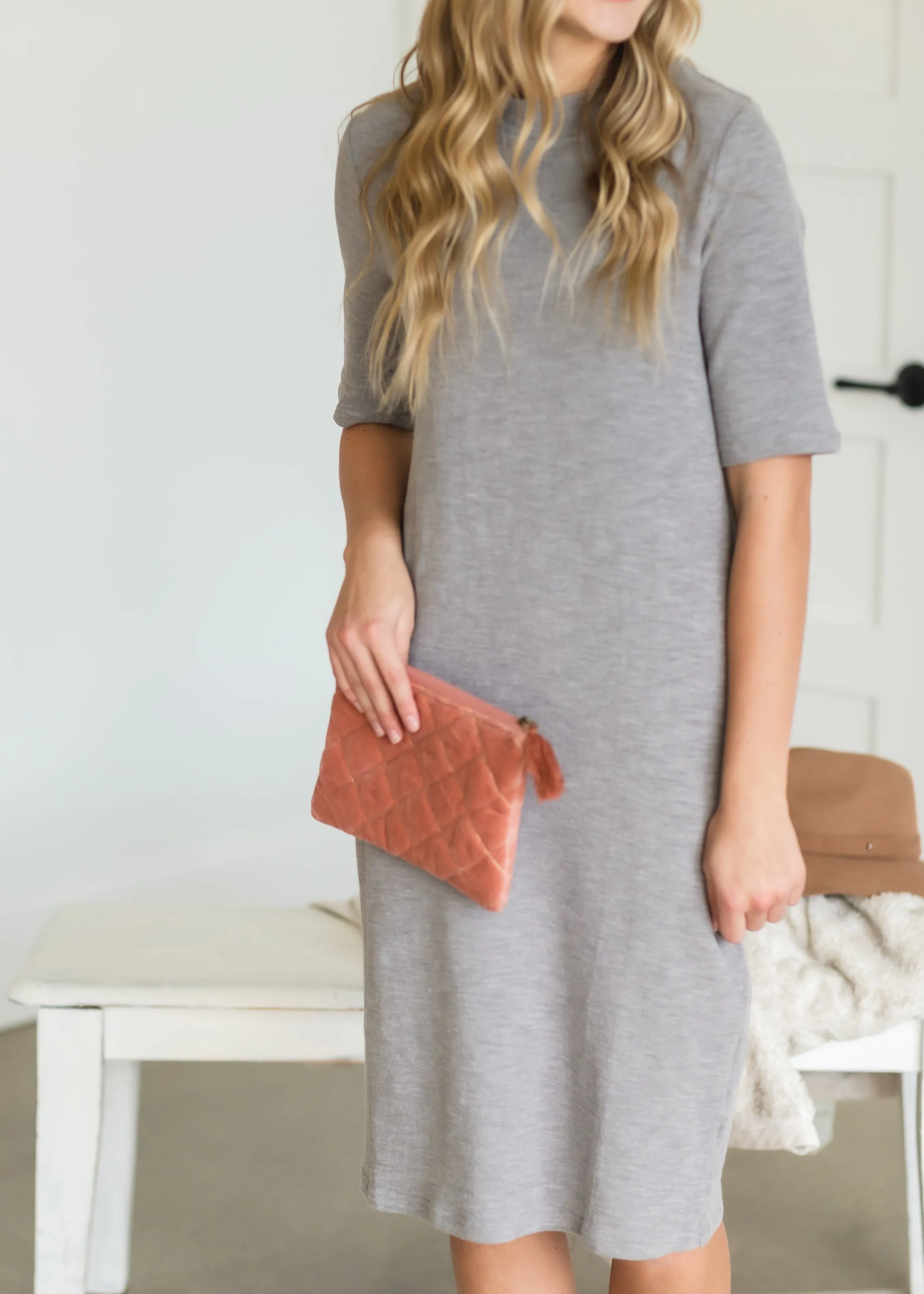 Gray Mockneck Textured Knit Dress - FINAL SALE