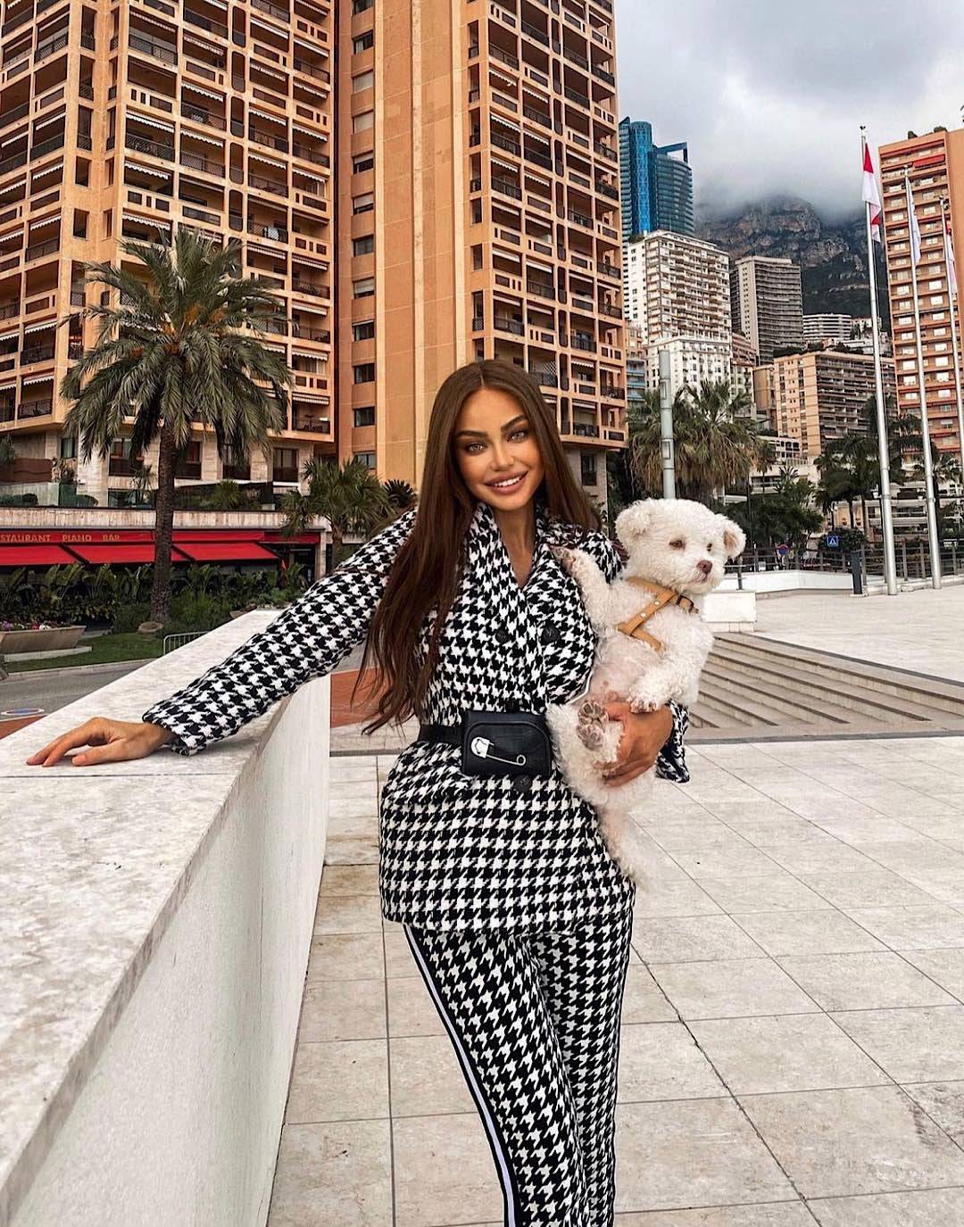 Houndstooth Long Sleeve Outerwear Belted Jacket