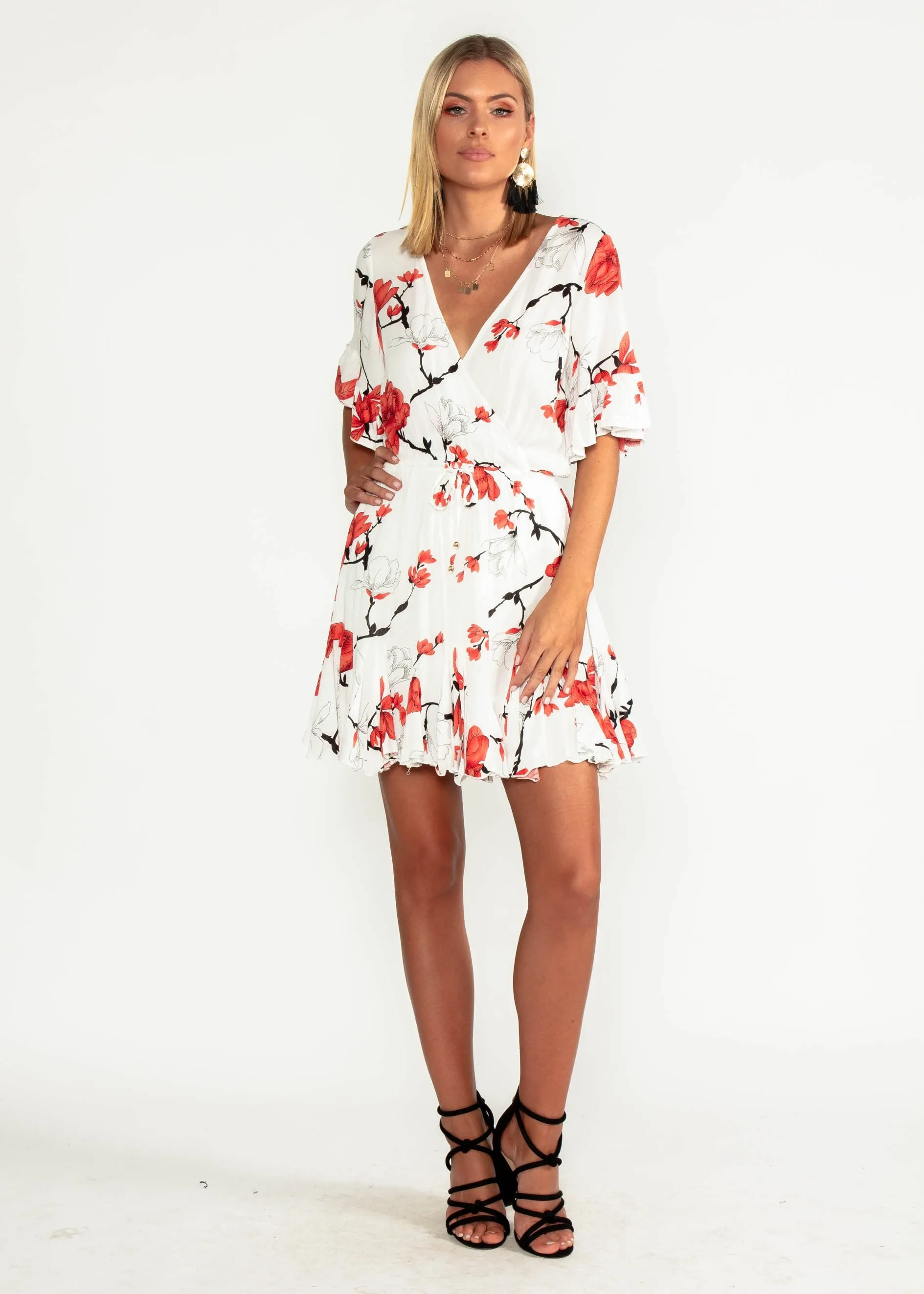 Introducing Me Dress - White/Red Floral