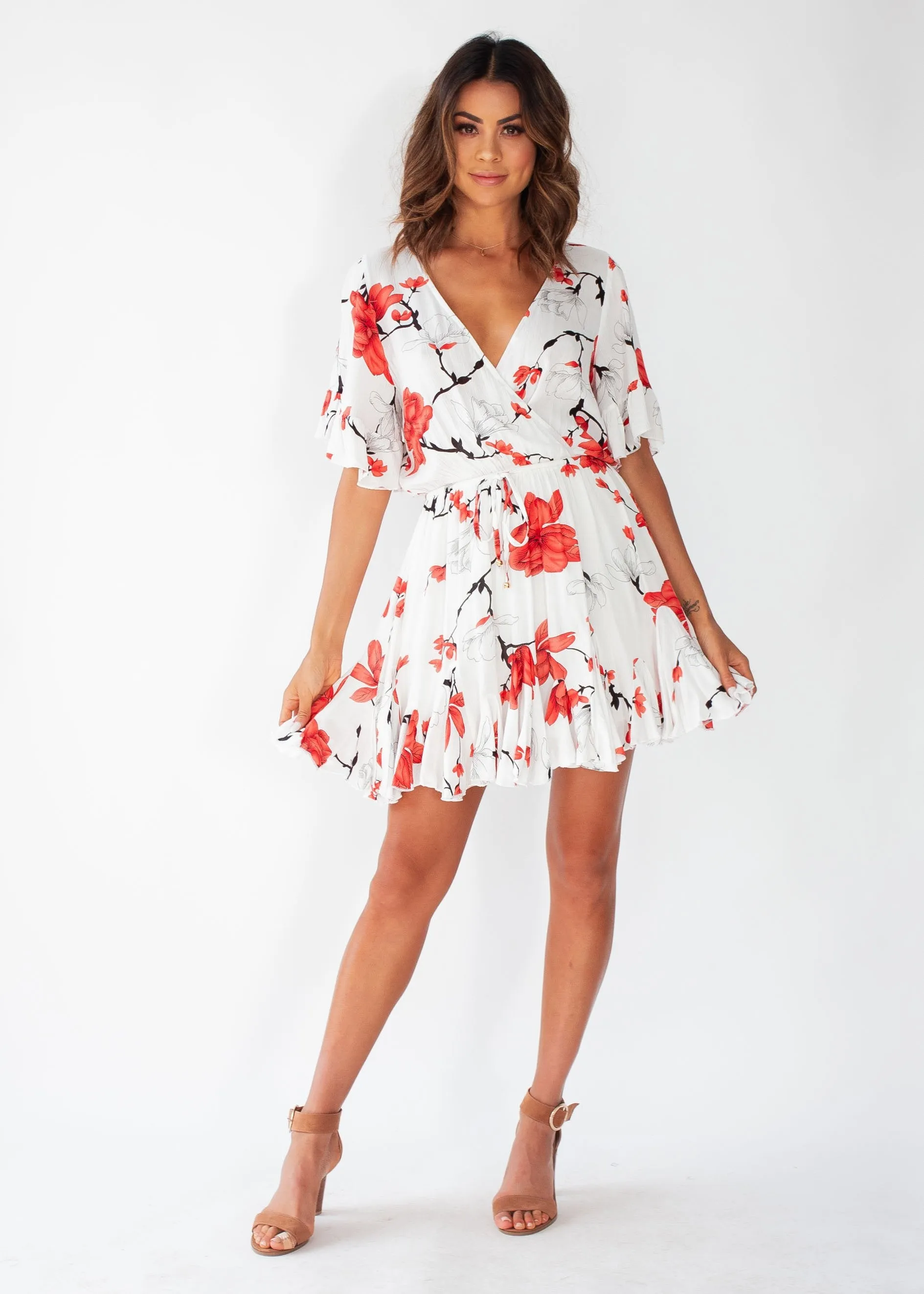 Introducing Me Dress - White/Red Floral