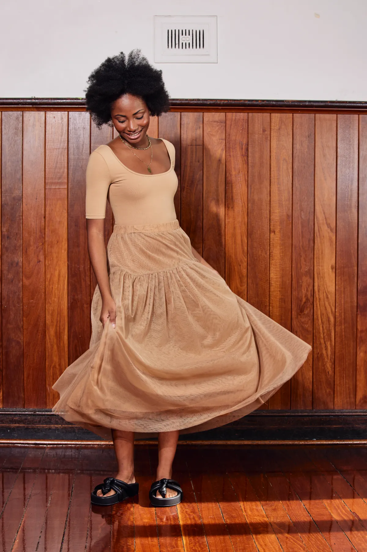 ISLAND TULLE SKIRT - BEIGE/NUDE