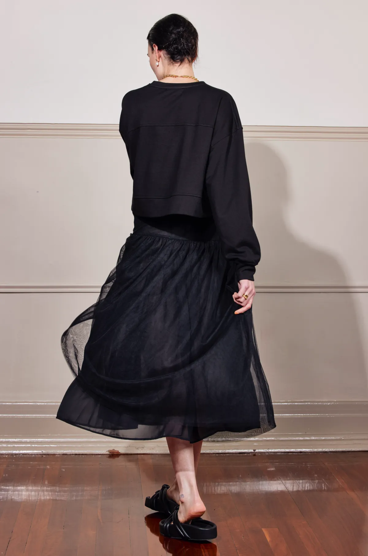 ISLAND TULLE SKIRT - BLACK