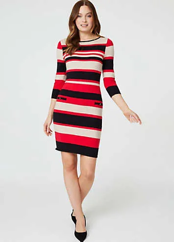 Izabel London Striped Pocket Detail Knit Dress | Grattan