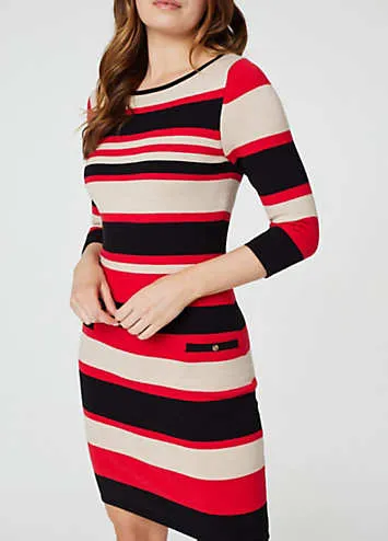 Izabel London Striped Pocket Detail Knit Dress | Grattan