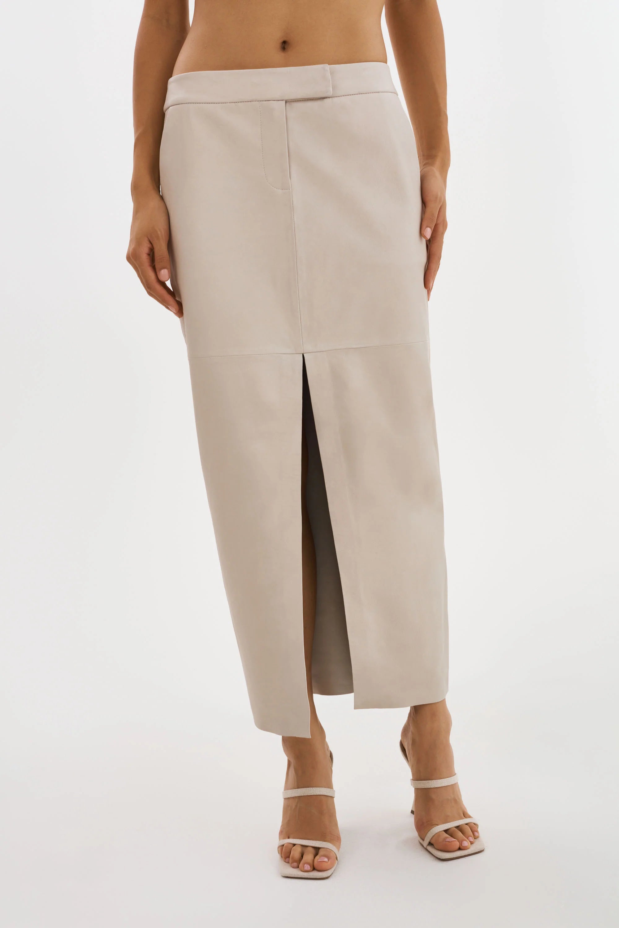 LaMarque Abia Low Waist Leather Maxi Skirt | Bone