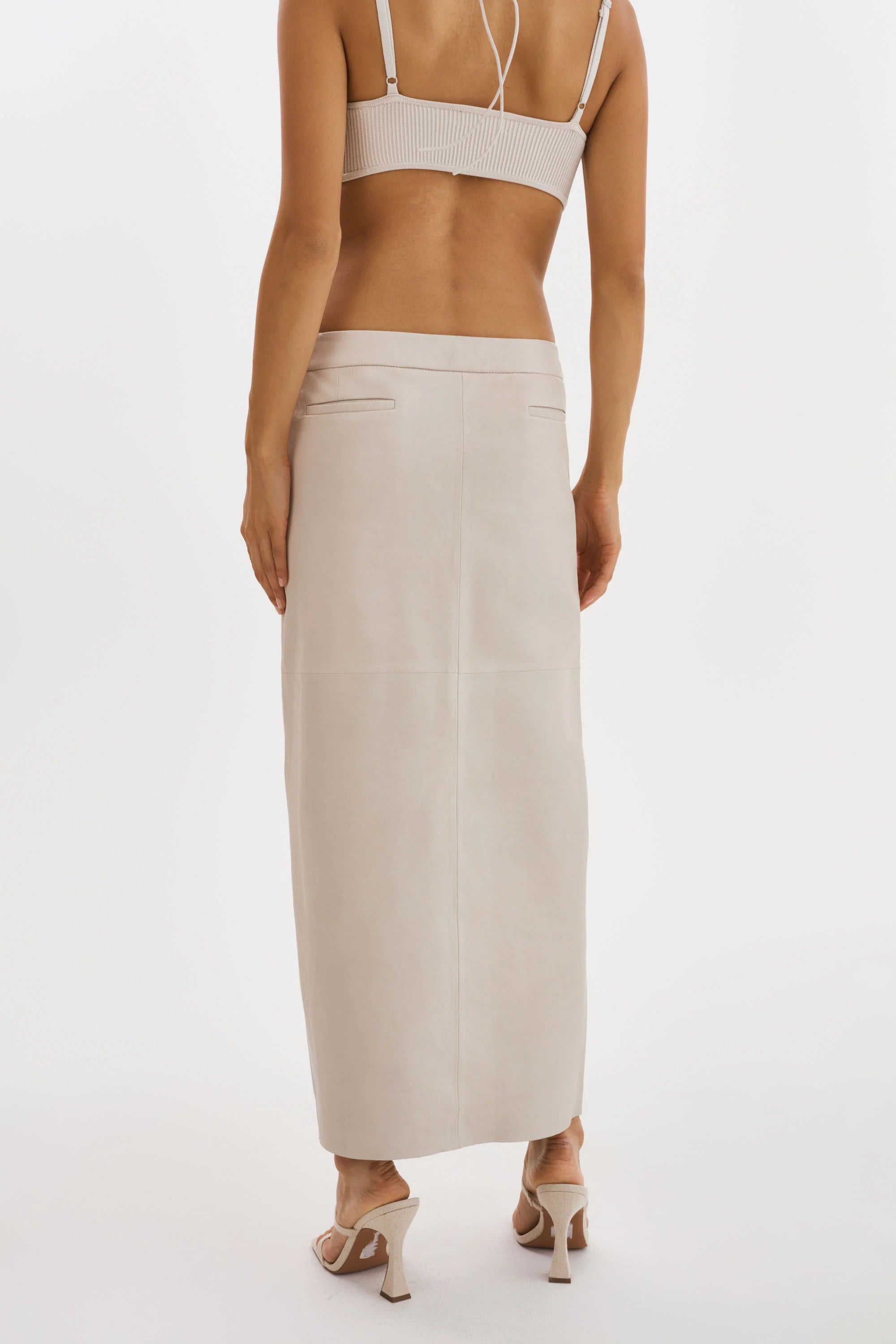 LaMarque Abia Low Waist Leather Maxi Skirt | Bone