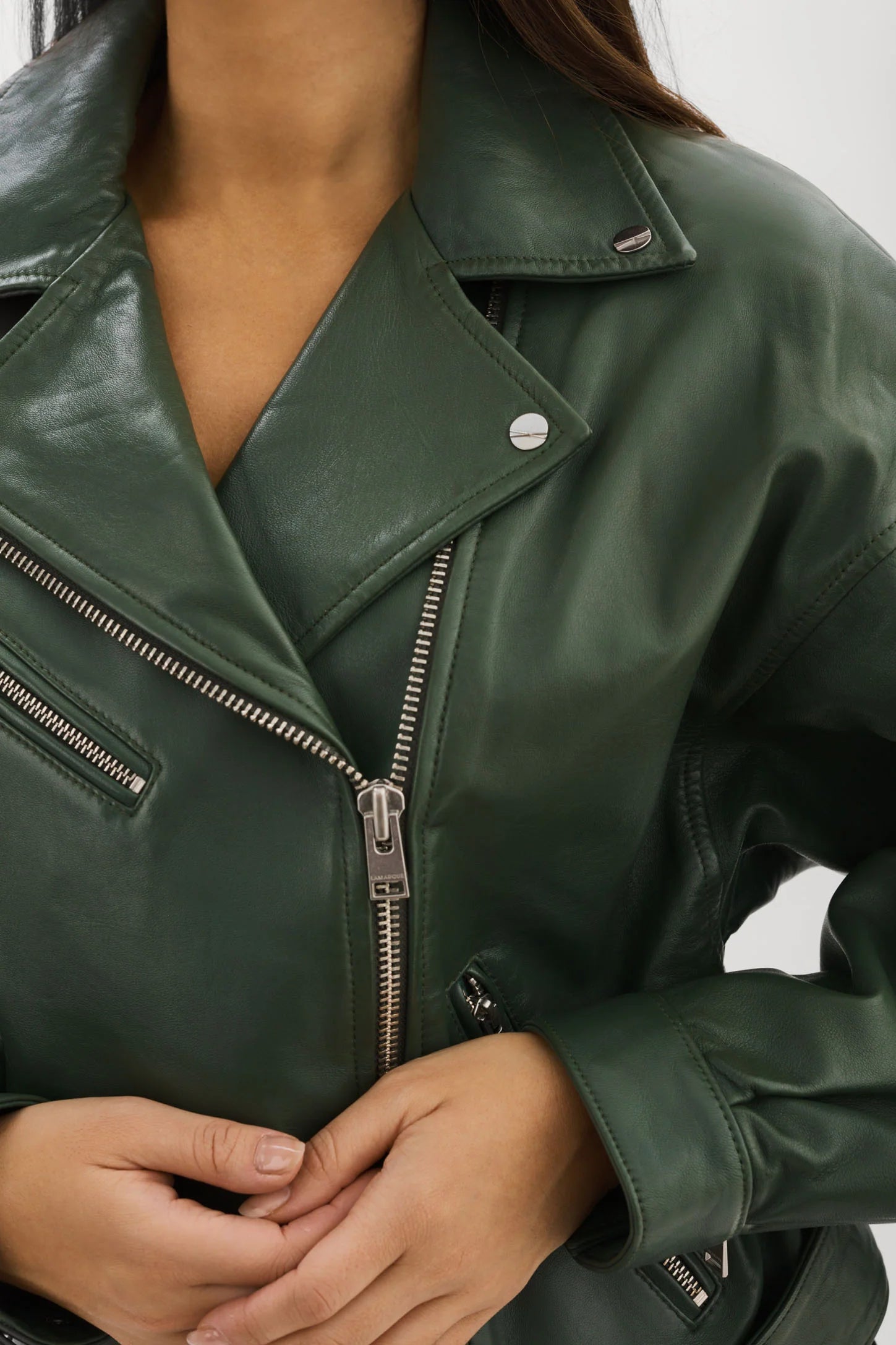 LaMarque Estia Leather Biker Jacket | Alpine Green