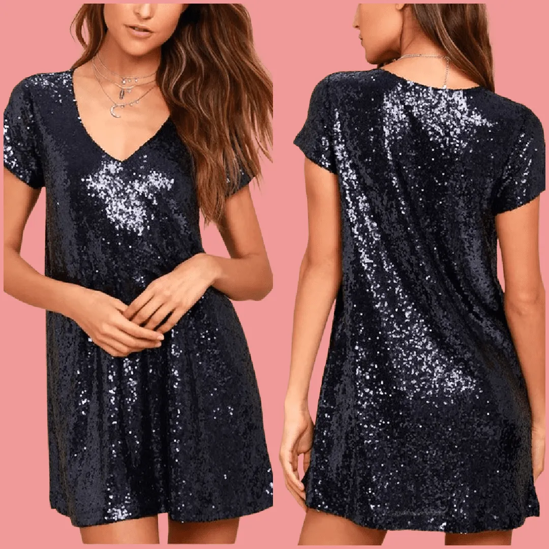 Light Up Sequins Shift Dress 2 Colors