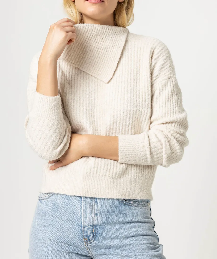 LILLA P EASY SPLIT COLLAR SWEATER