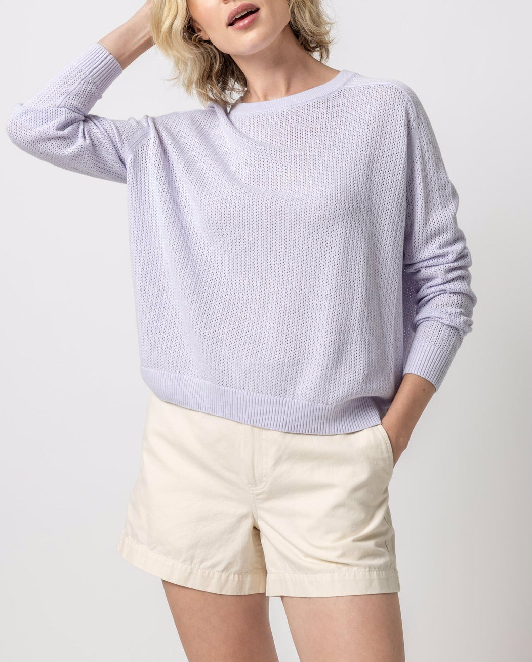 LILLA P SADDLE SLEEVE PULLOVER SWEATER