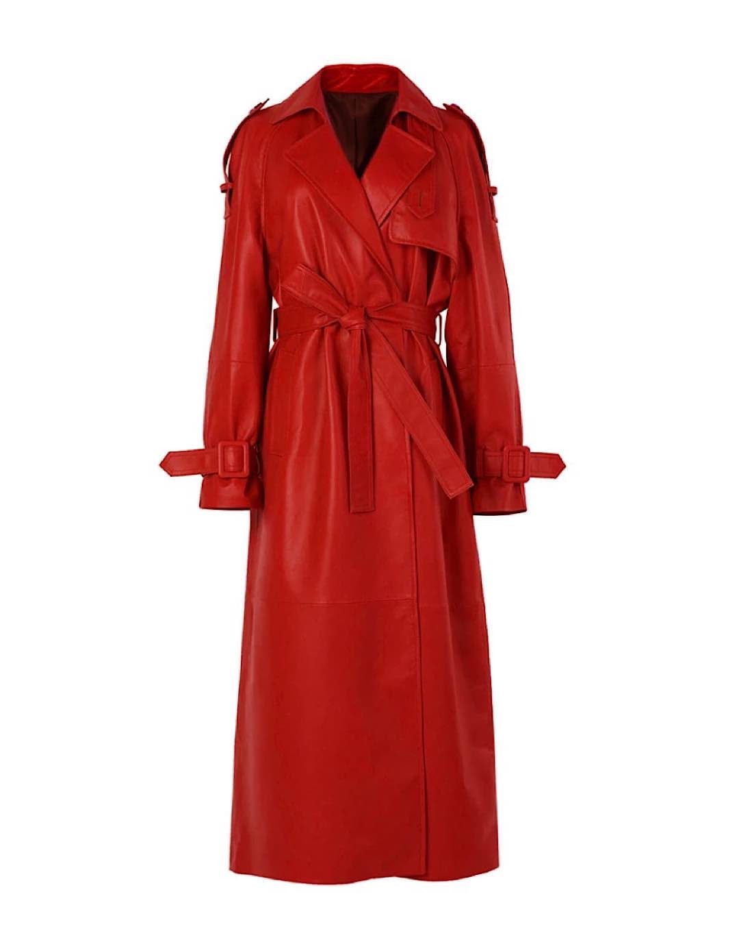 Long Sheepskin Leather Trench Coat