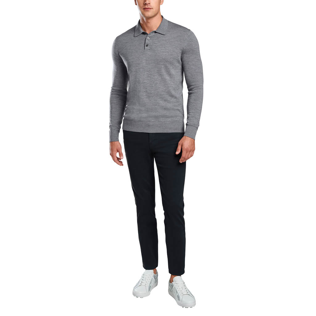 LONG SLEEVE POLO COLLAR LIGHT HEATHER GREY