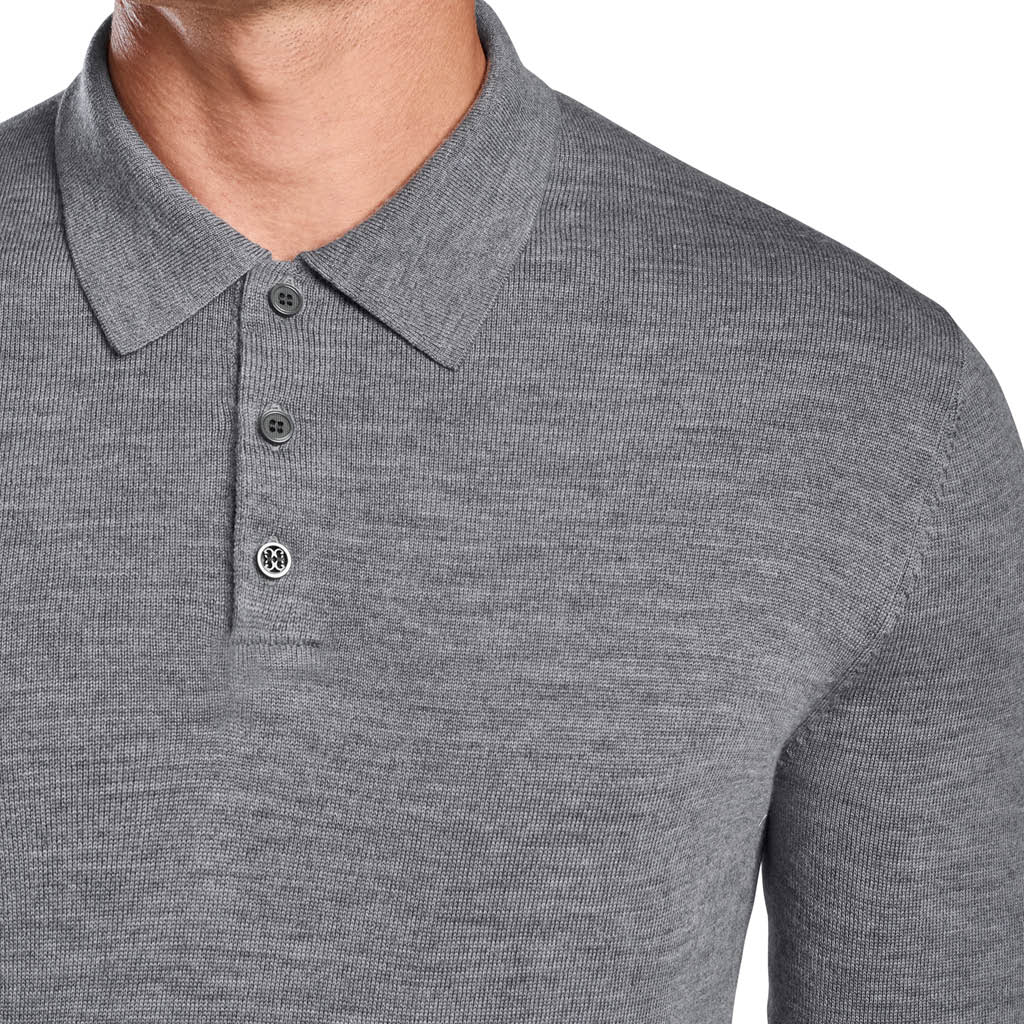 LONG SLEEVE POLO COLLAR LIGHT HEATHER GREY