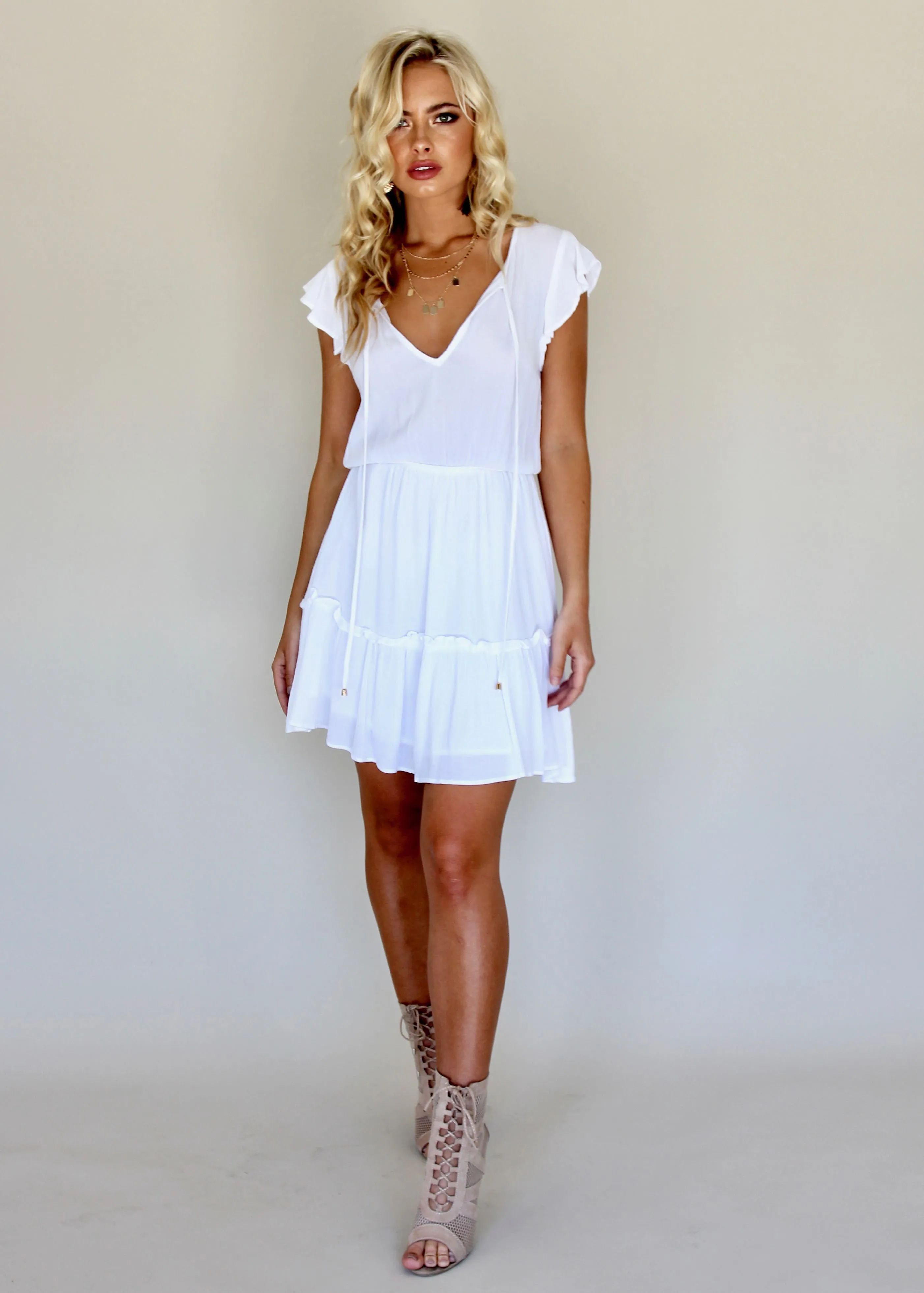 Magic Touch Swing Dress - White