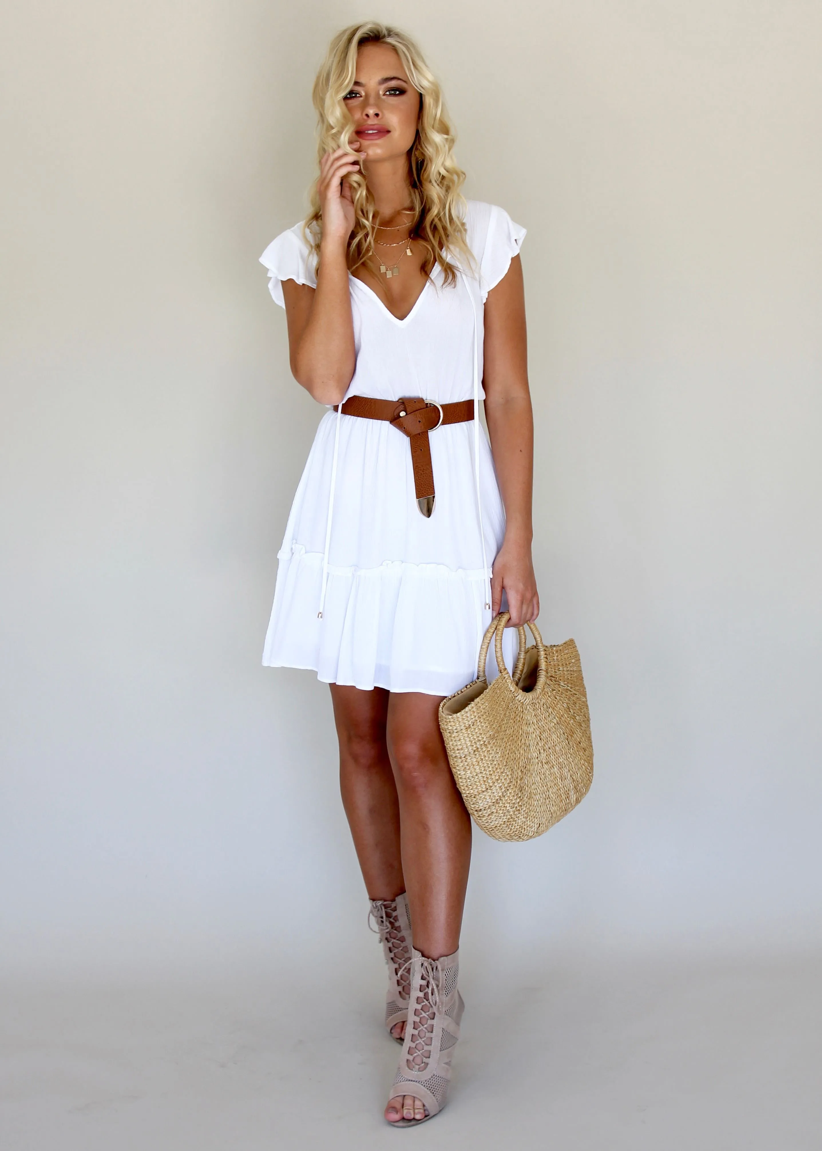 Magic Touch Swing Dress - White