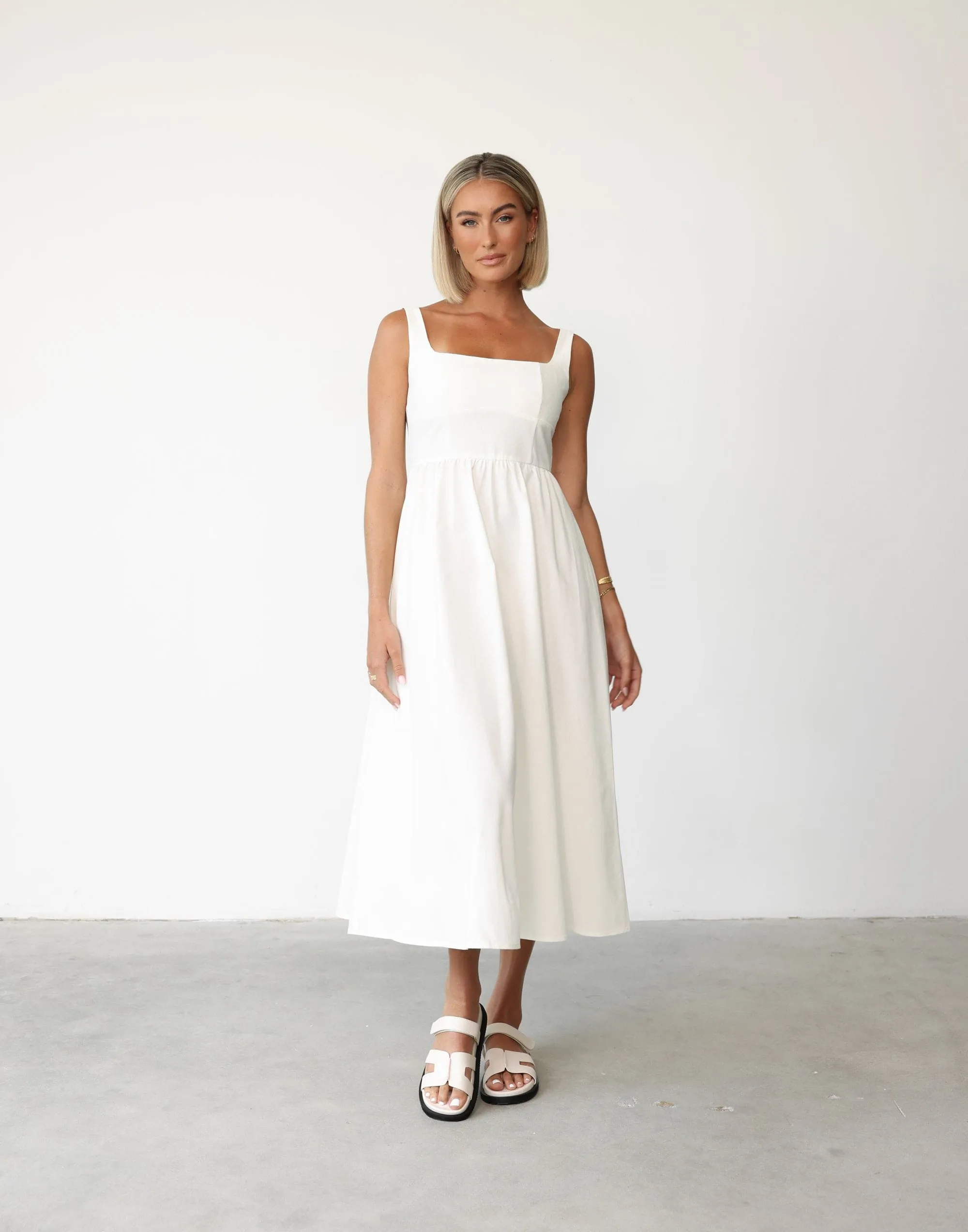 Mariel Midi Dress (White)