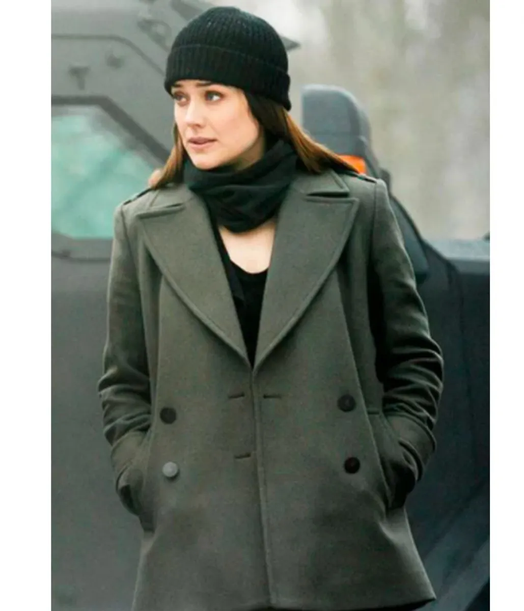 Megan Boone The Blacklist Grey Wool Peacoat