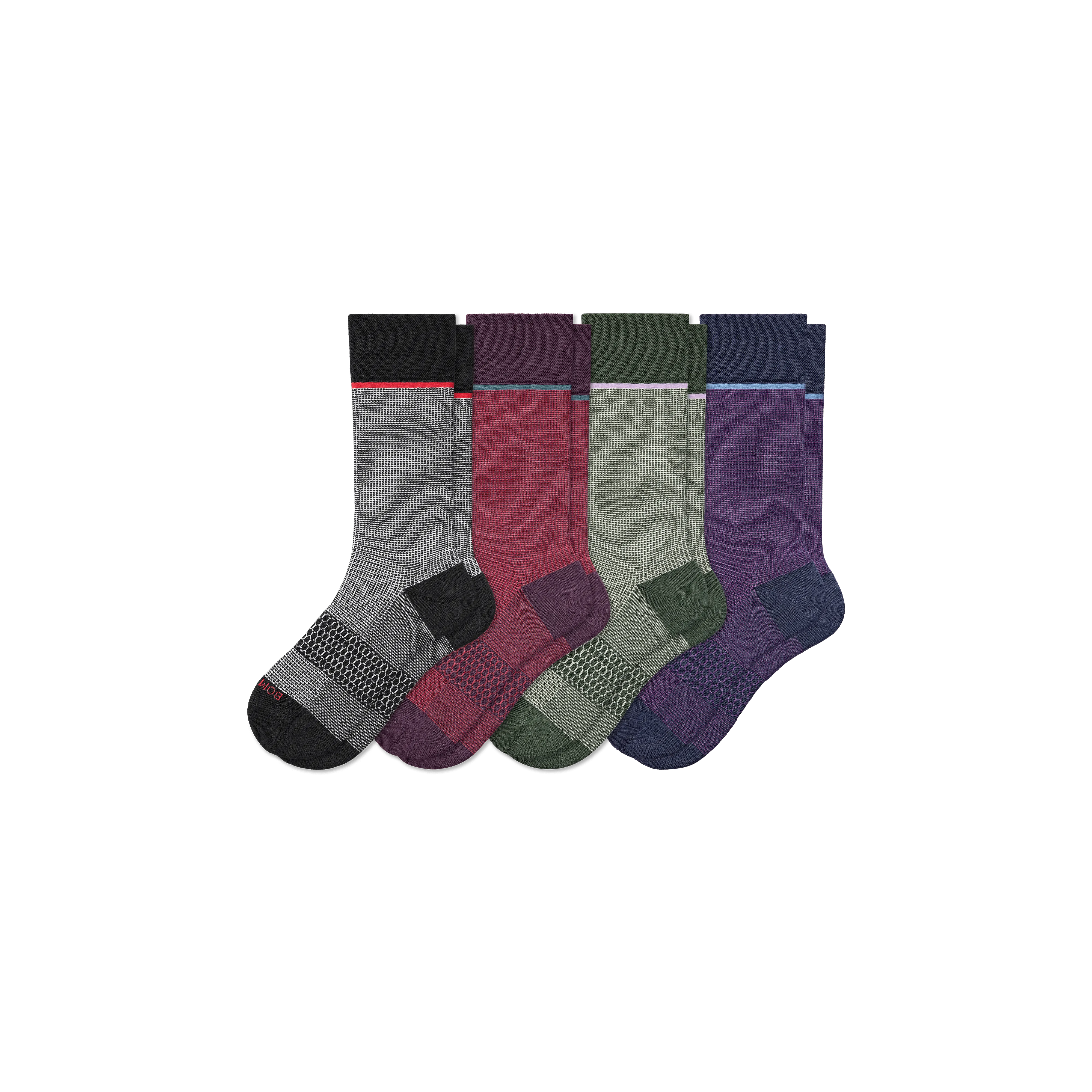 Men’s Grid-Knit Dress Calf Sock 4-Pack