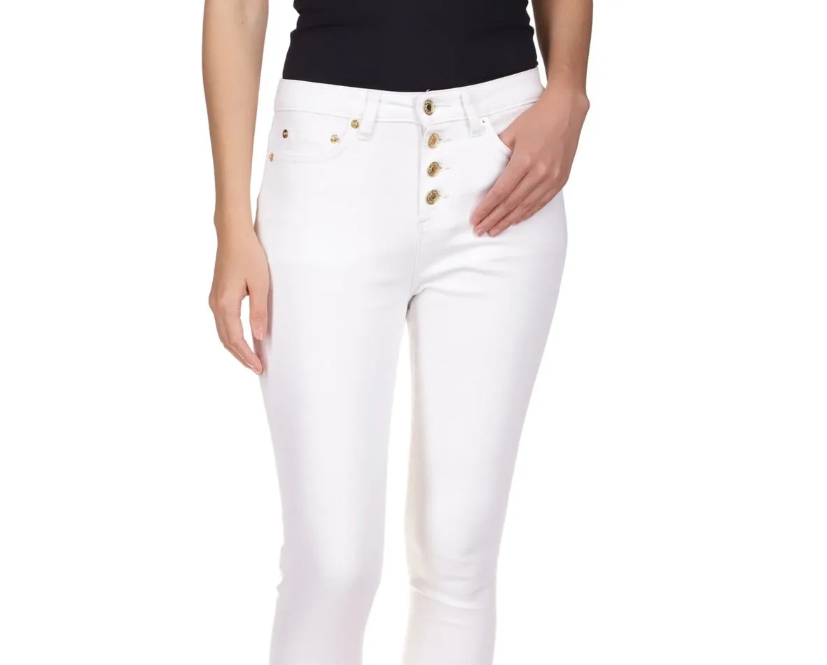 Michael  Kors Women's Rolled Hem Skinny Jeans White Size 8 Petite