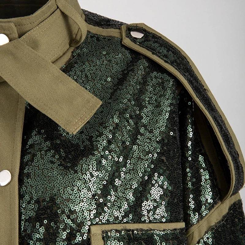 Military Chic Sequined Jacket