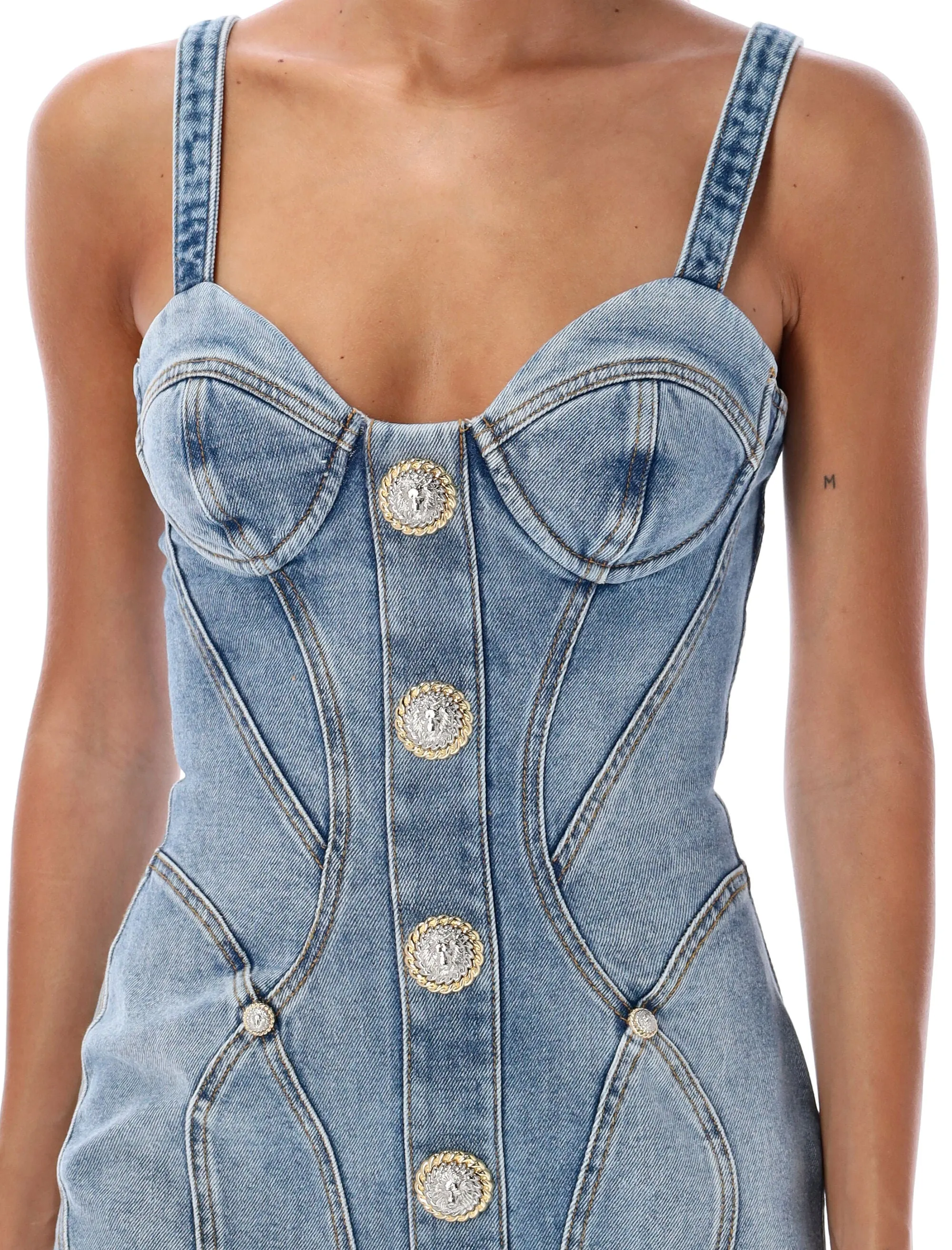 MINI DENIM DRESS BUSTIER