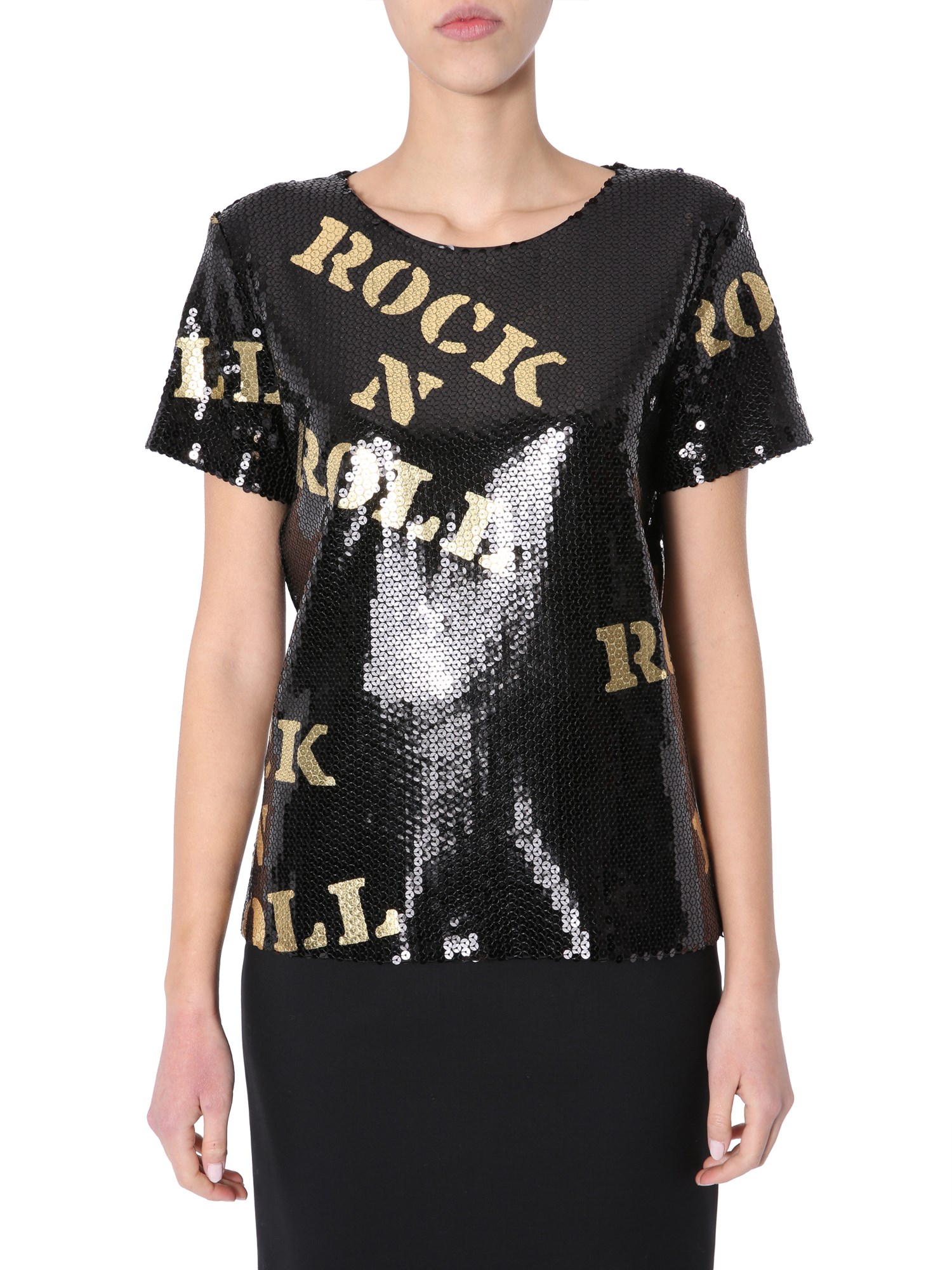 MOSCHINO    HOLLYWOOD STENCILS T-SHIRT WITH SEQUINS