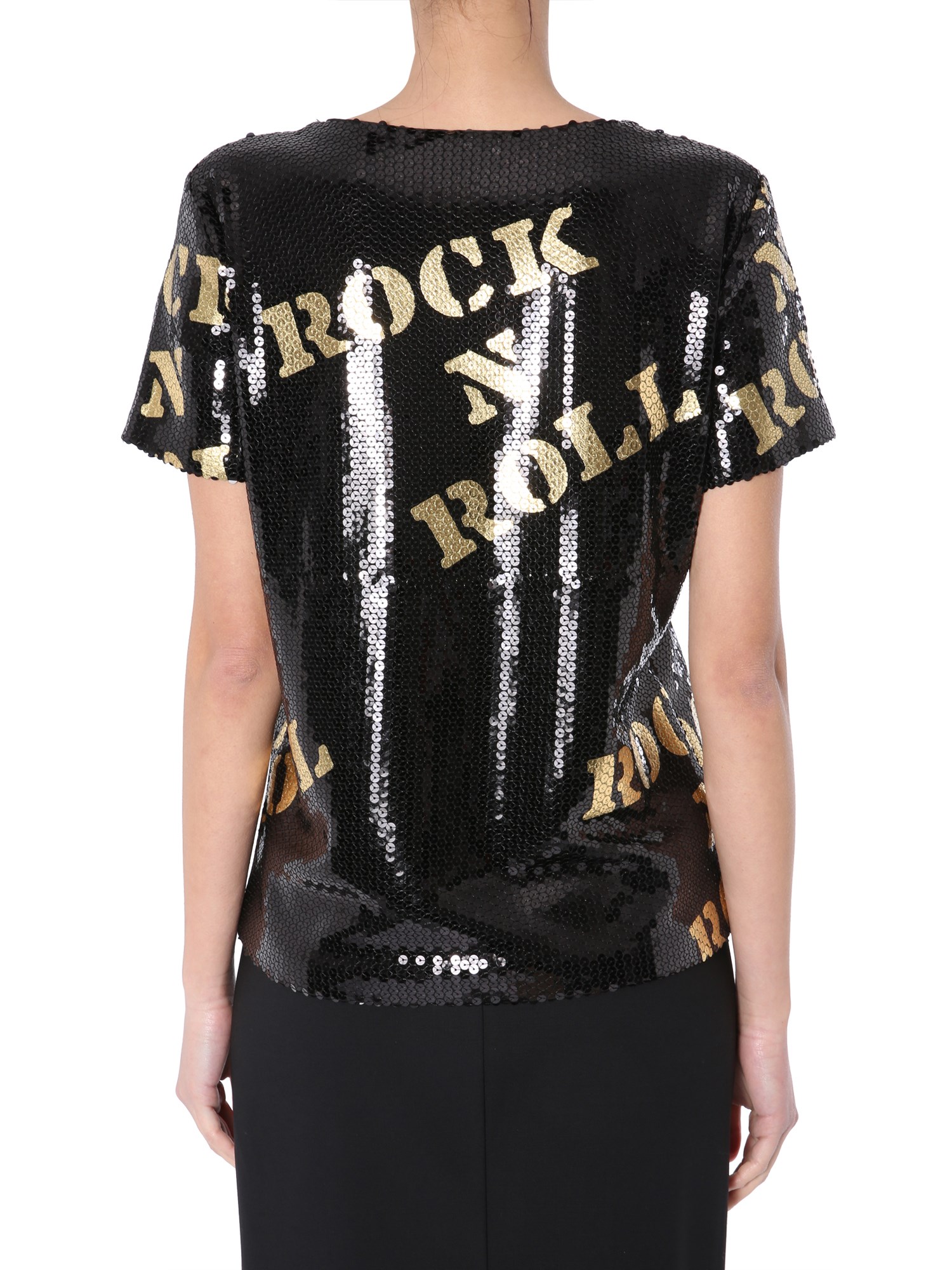 MOSCHINO    HOLLYWOOD STENCILS T-SHIRT WITH SEQUINS