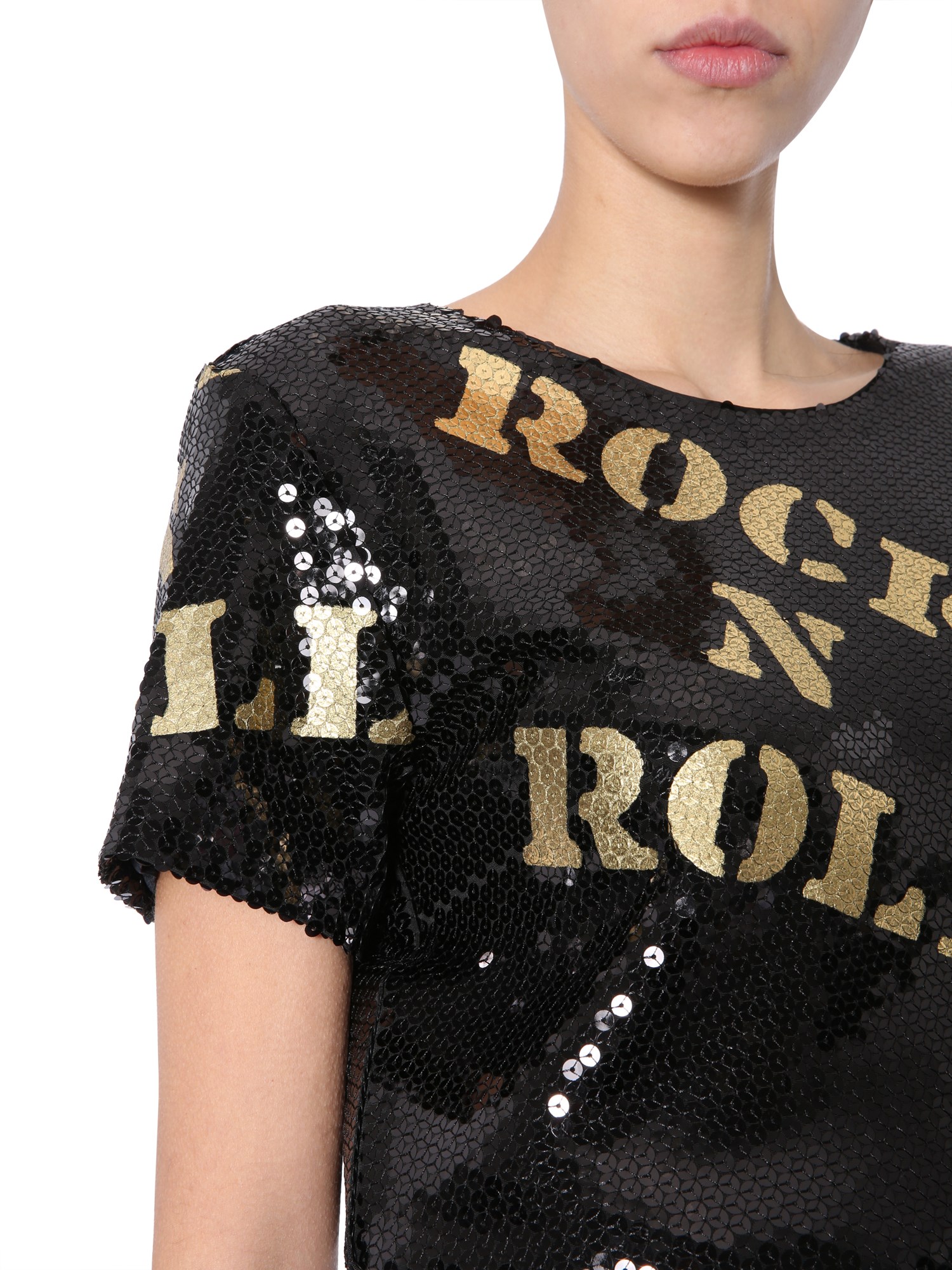 MOSCHINO    HOLLYWOOD STENCILS T-SHIRT WITH SEQUINS