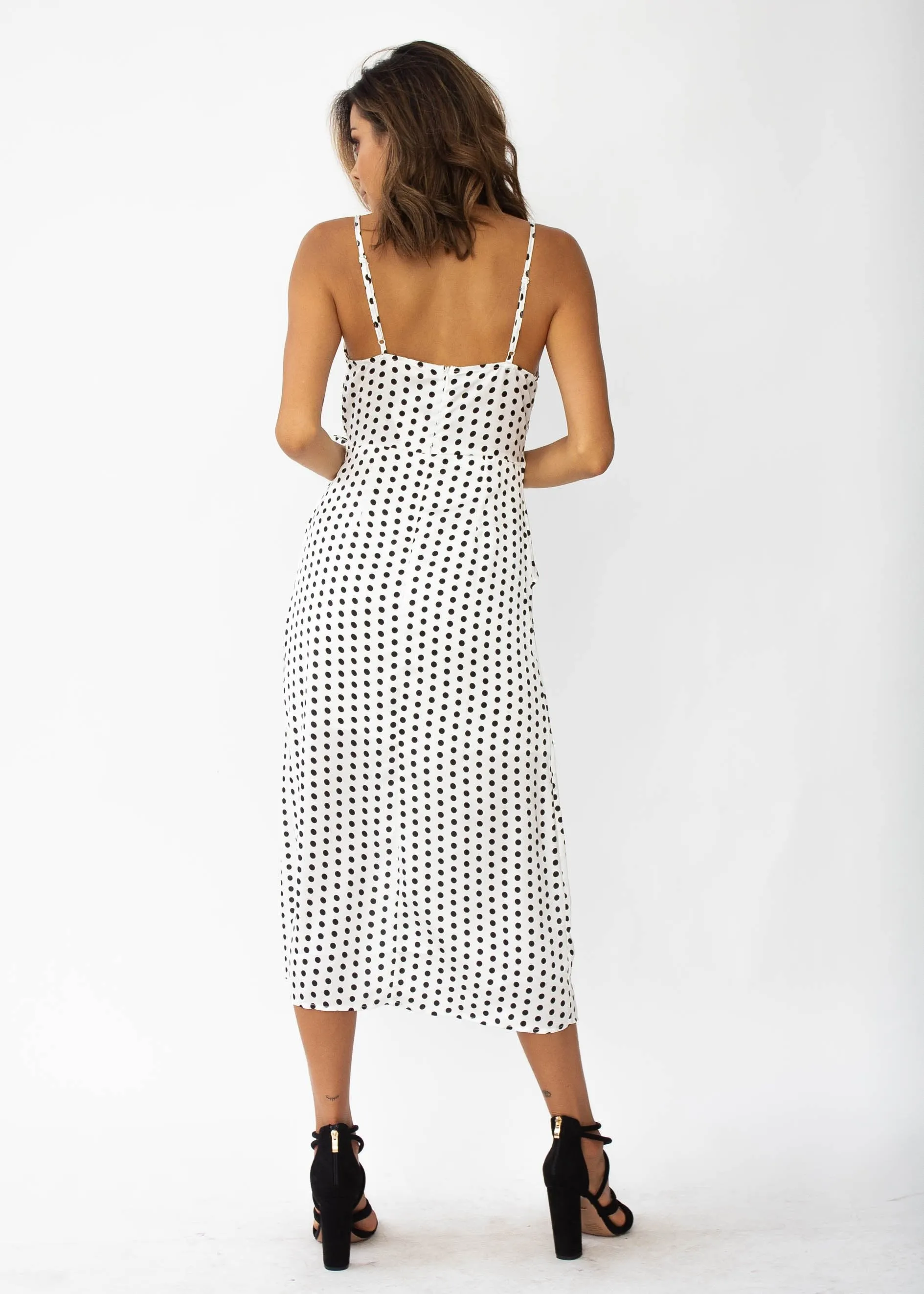 No Ordinary Love Midi Dress - White Polka