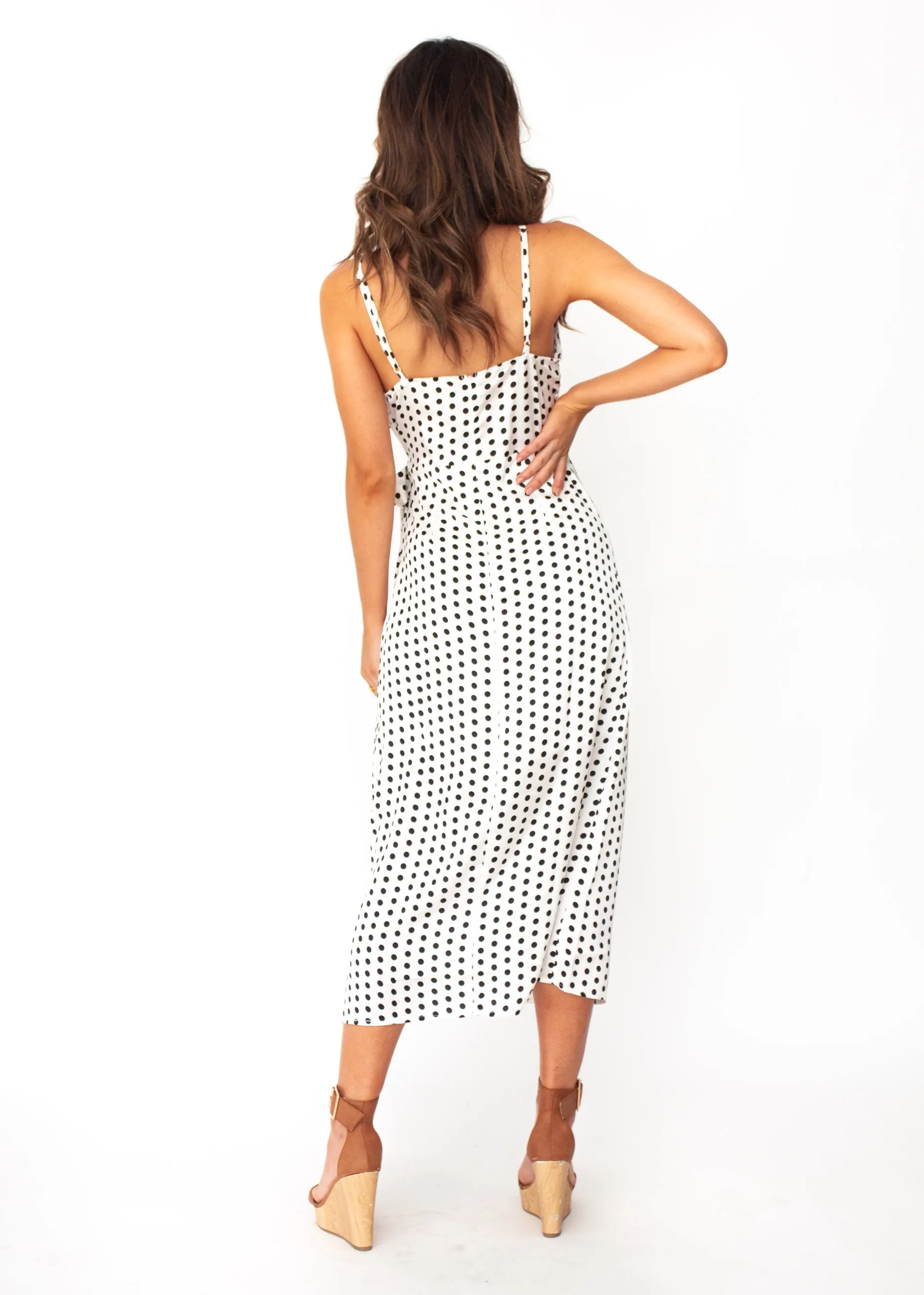 No Ordinary Love Midi Dress - White Polka