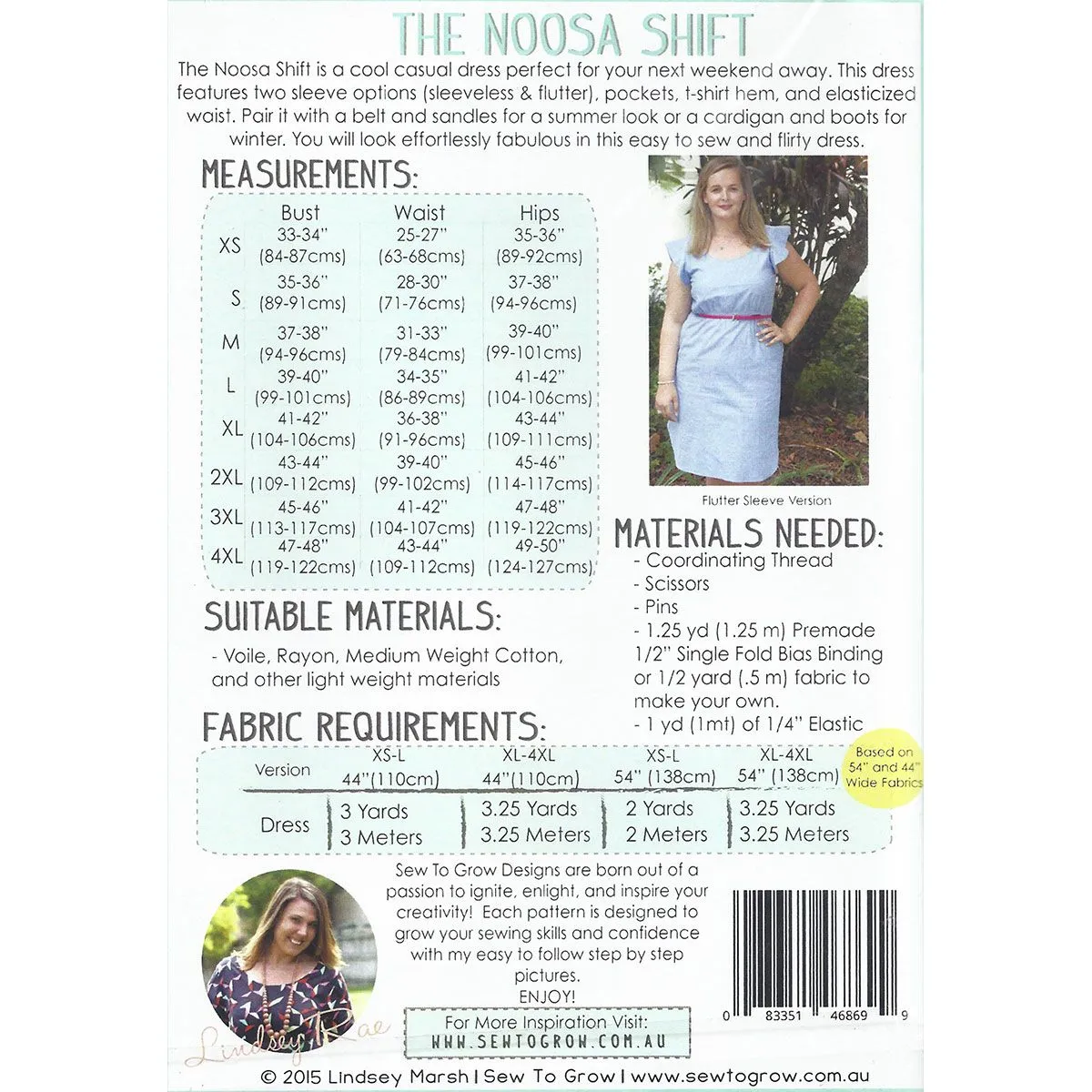 Noosa Shift Dress Sew To Grow Sewing Pattern