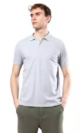 O178889 Light Grey Solid Polo Shirt With Classic Collar